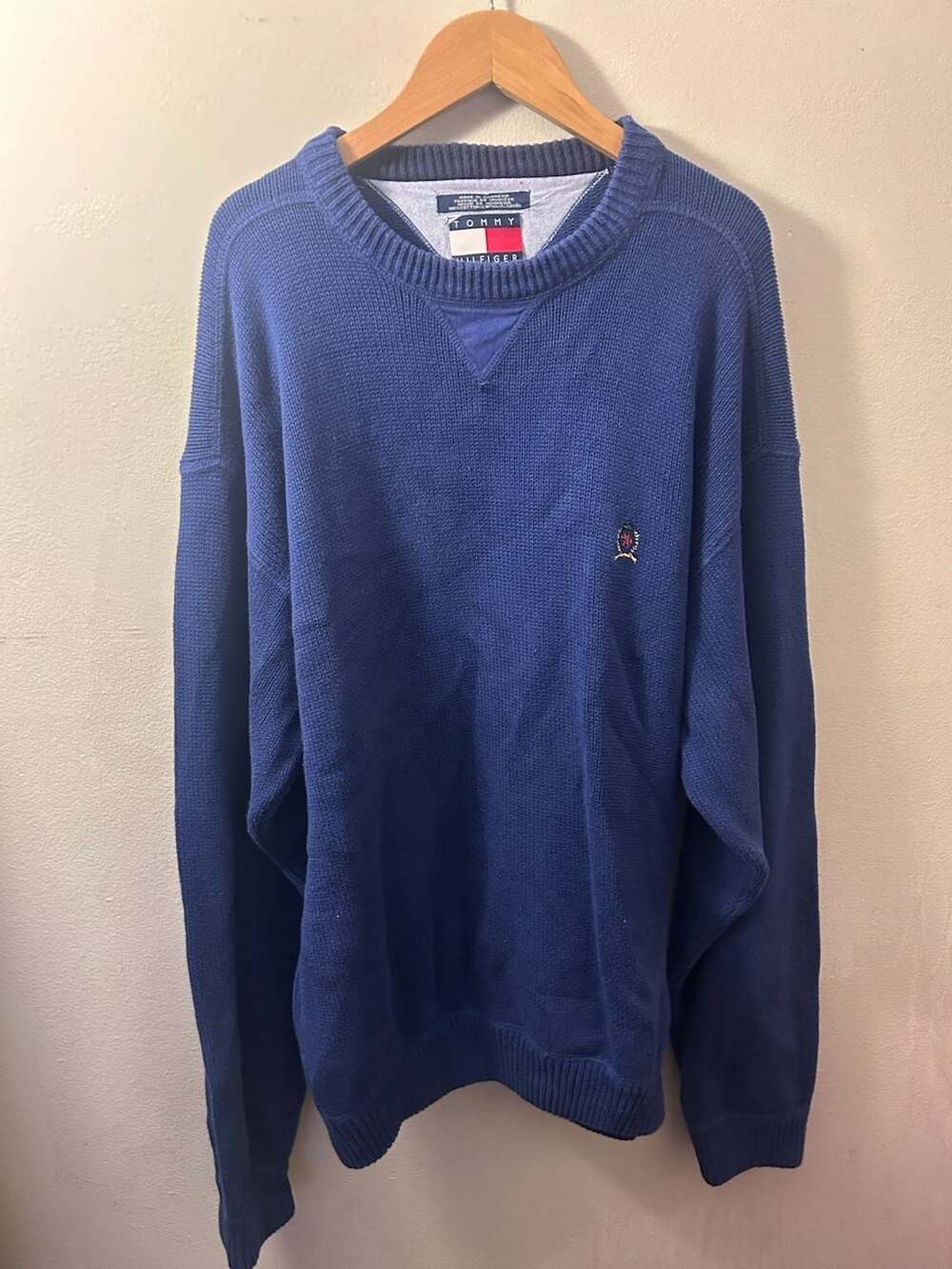 Tommy Hilfiger Men's Blue Cotton Crewneck Sweater Size Large